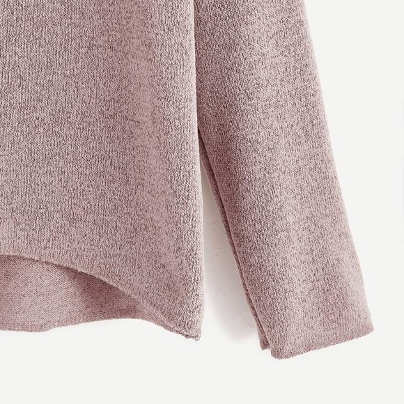 Shein Pink Drop Fall Sweater Round Neck Shoulder Shirt - Picture 2 of 4